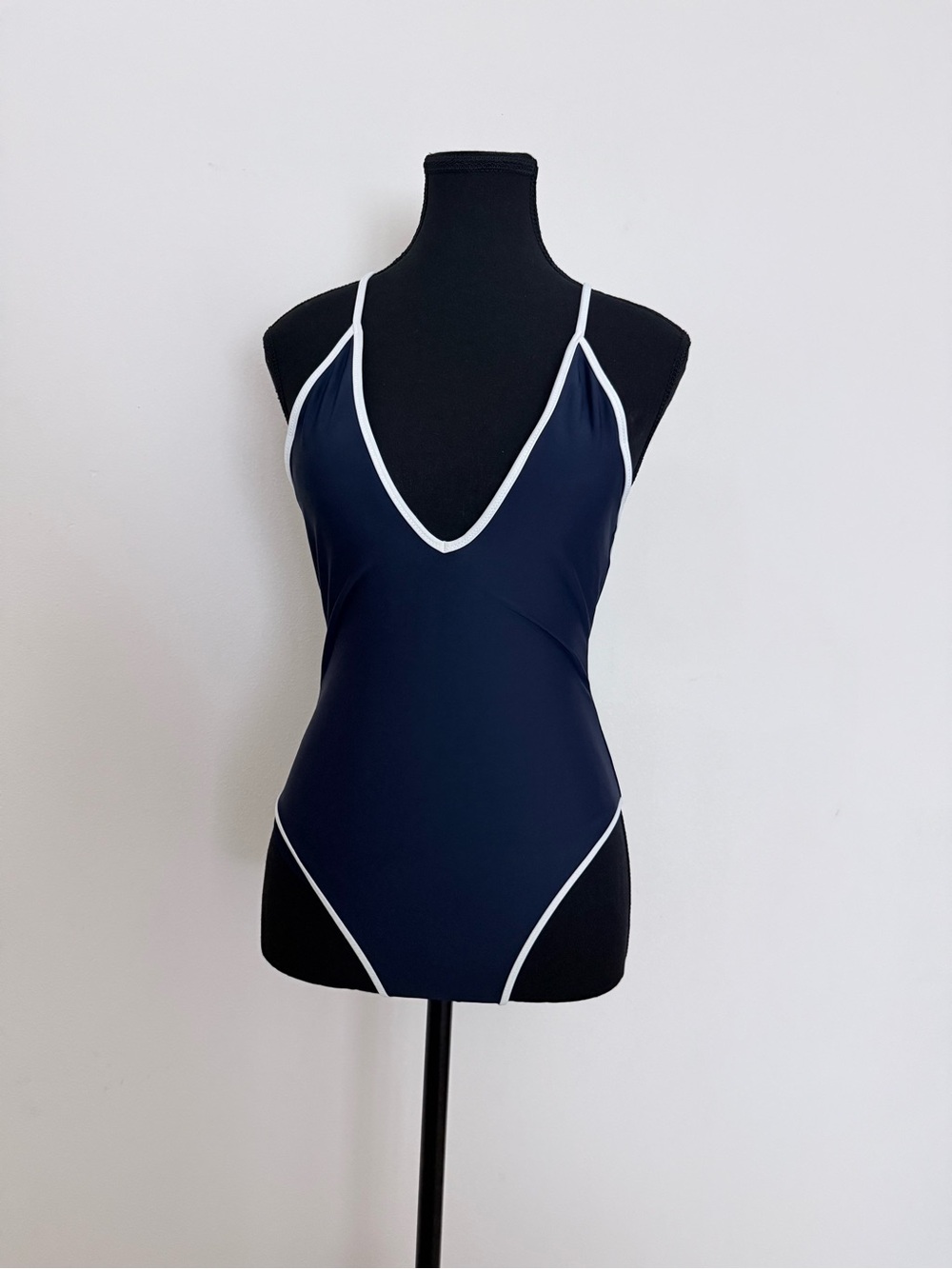 aerie Navy Blue + White Swim Top